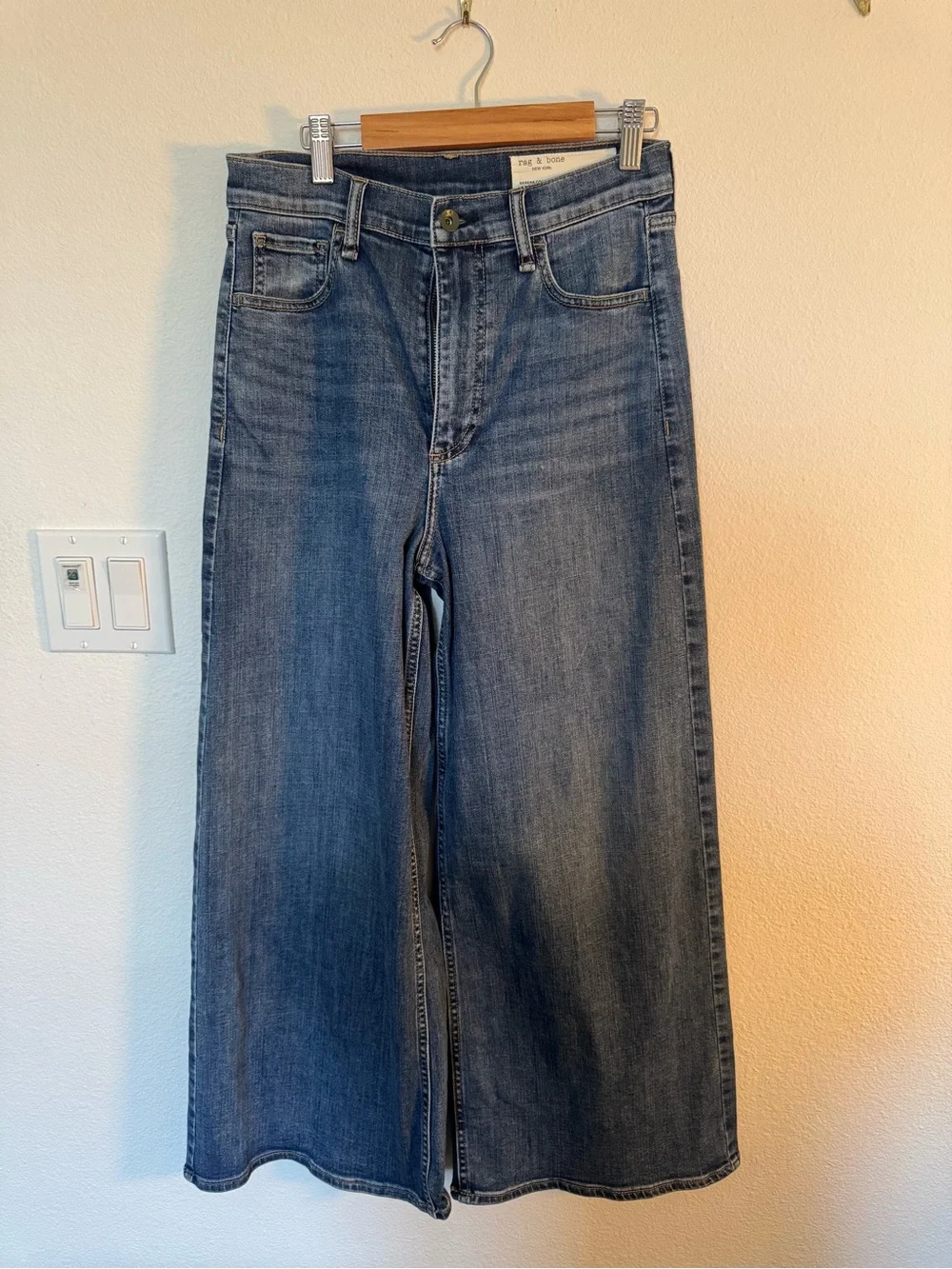 Rag & Bone Serena High-Rise Full Length Wide Leg Jeans in Bogart, Size 27 - Picture 1 of 5